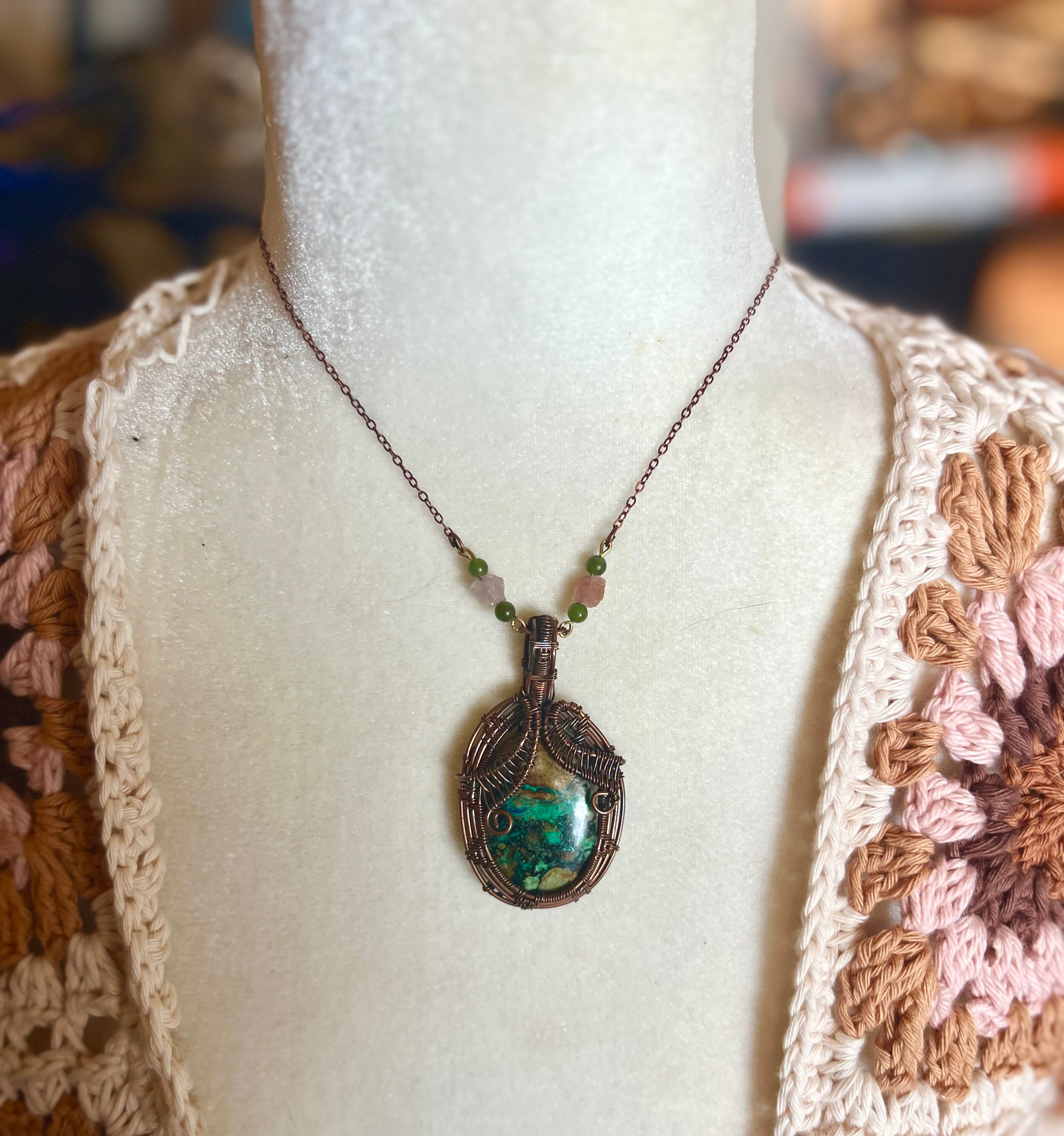 Wire Wrapped Chrysocolla Necklace