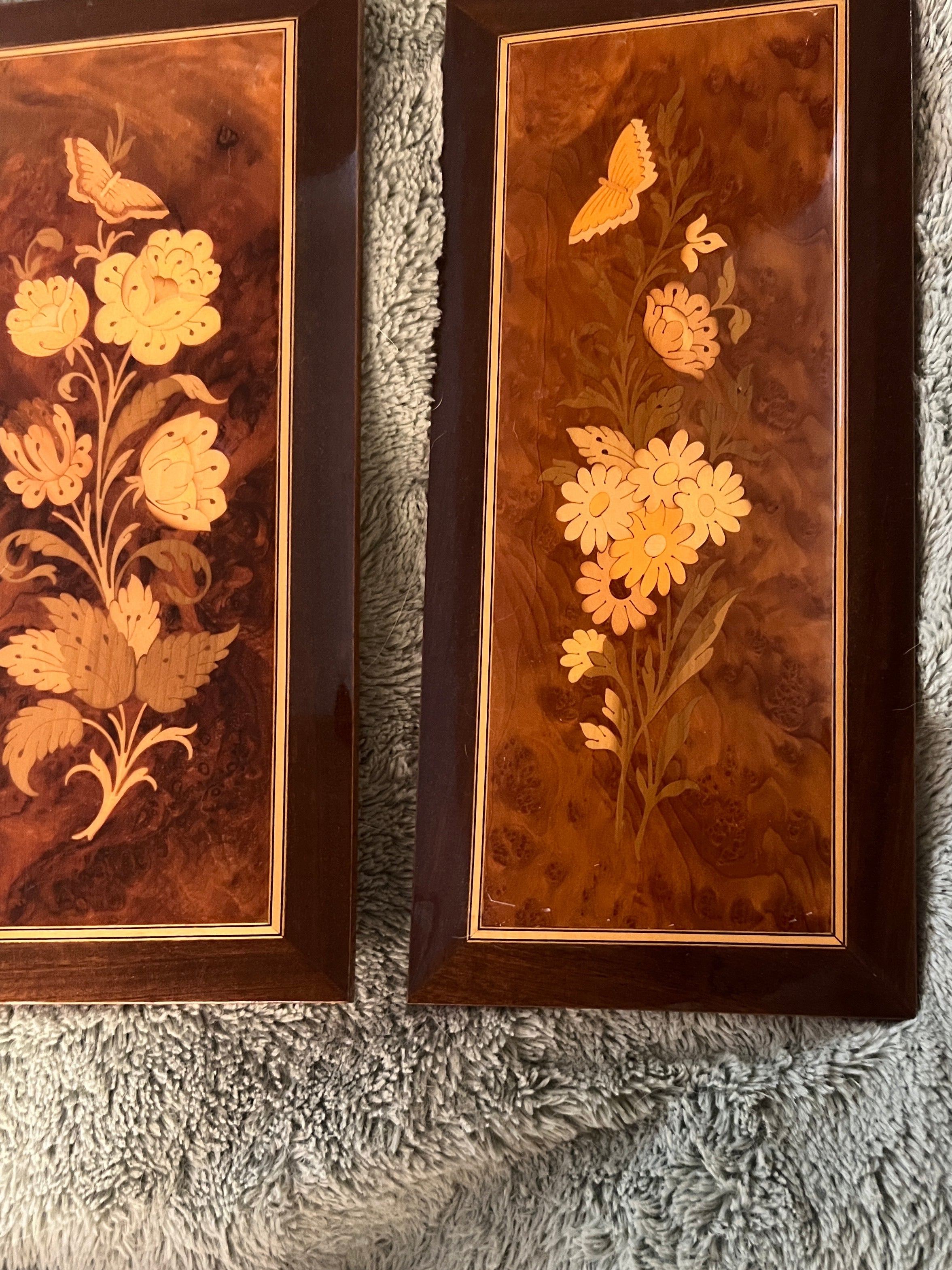 Vintage Italian Marquetry Inlay Wooden Art Set