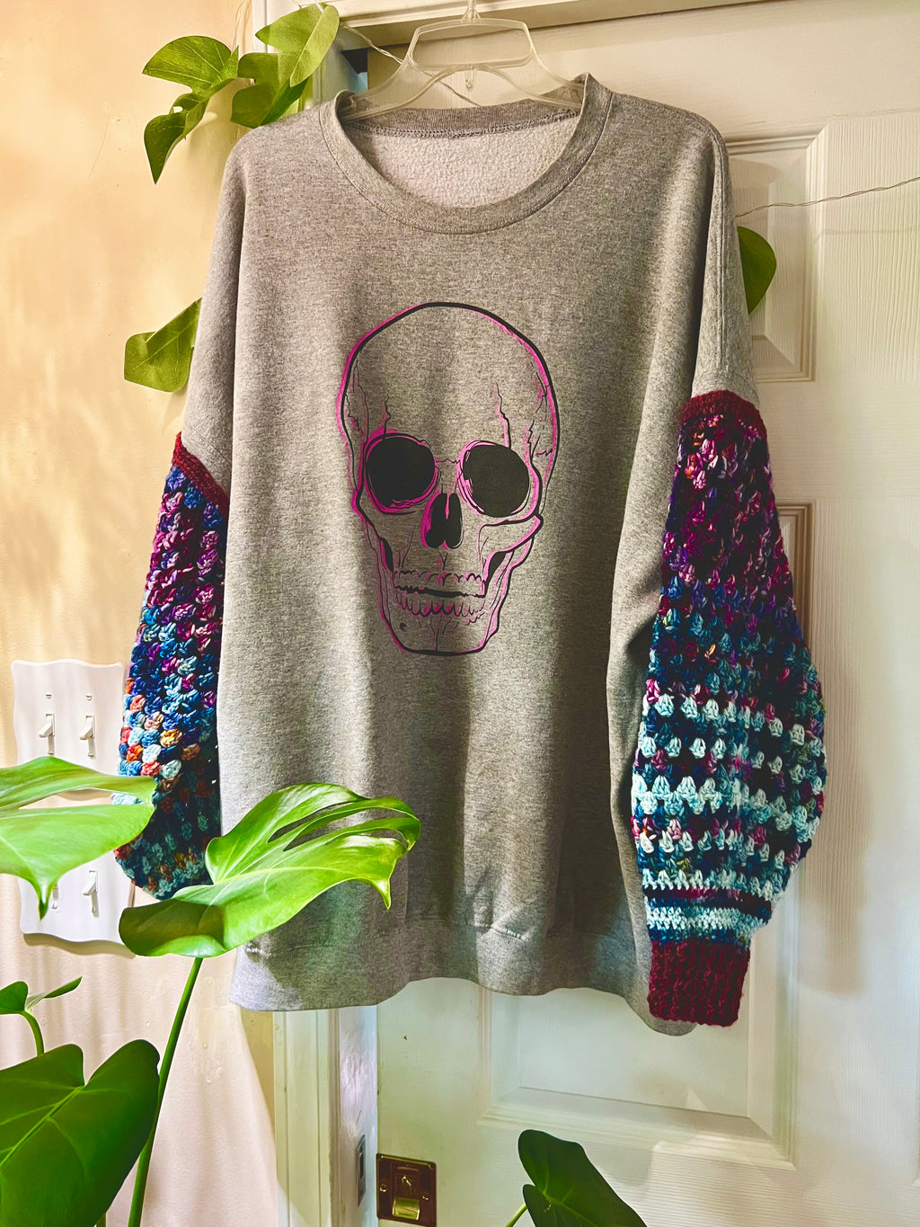 Skull Sweater + Crochet sleeves