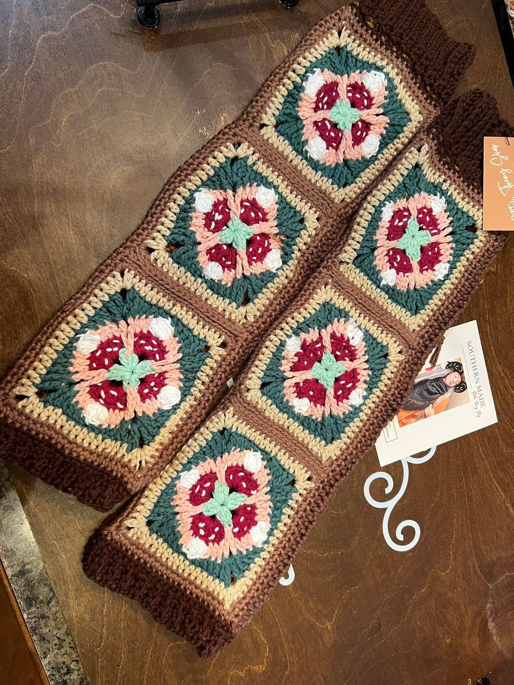 Granny square crochet leg warmers