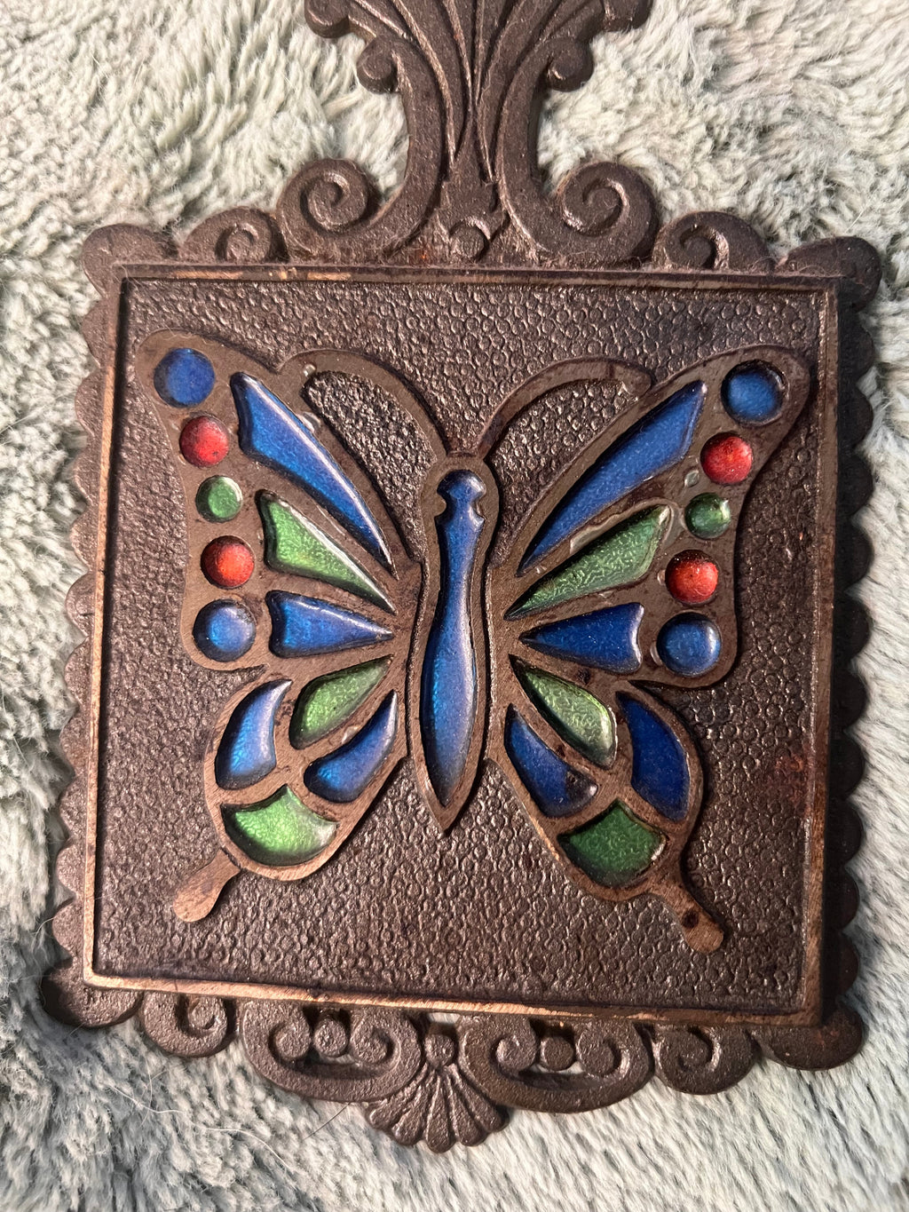 Cast iron Butterfly inlay trivet