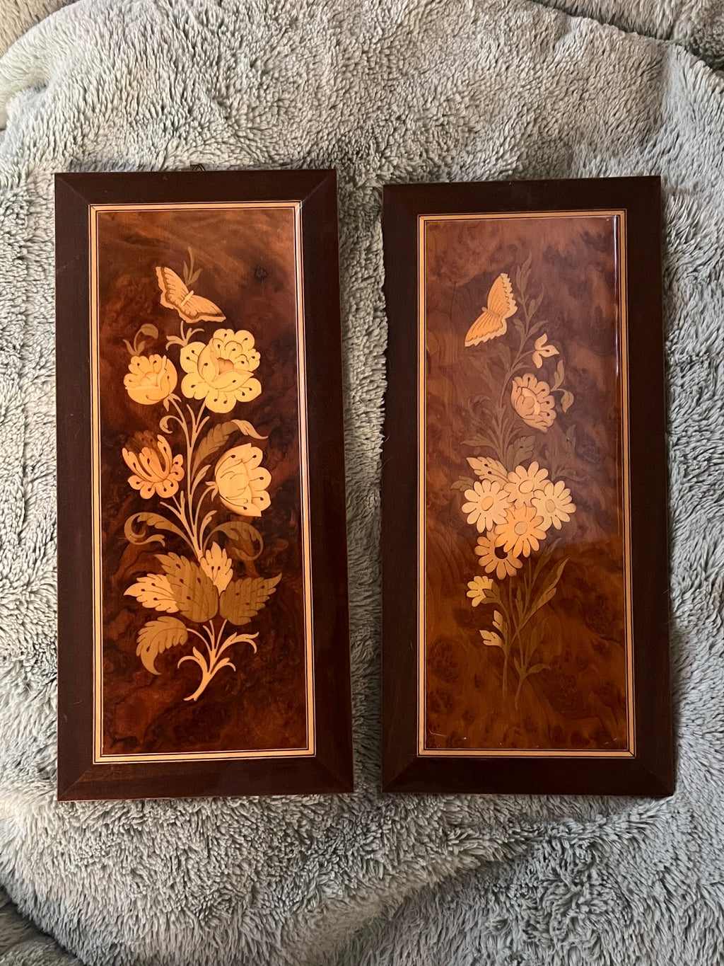 Vintage Italian Marquetry Inlay Wooden Art Set