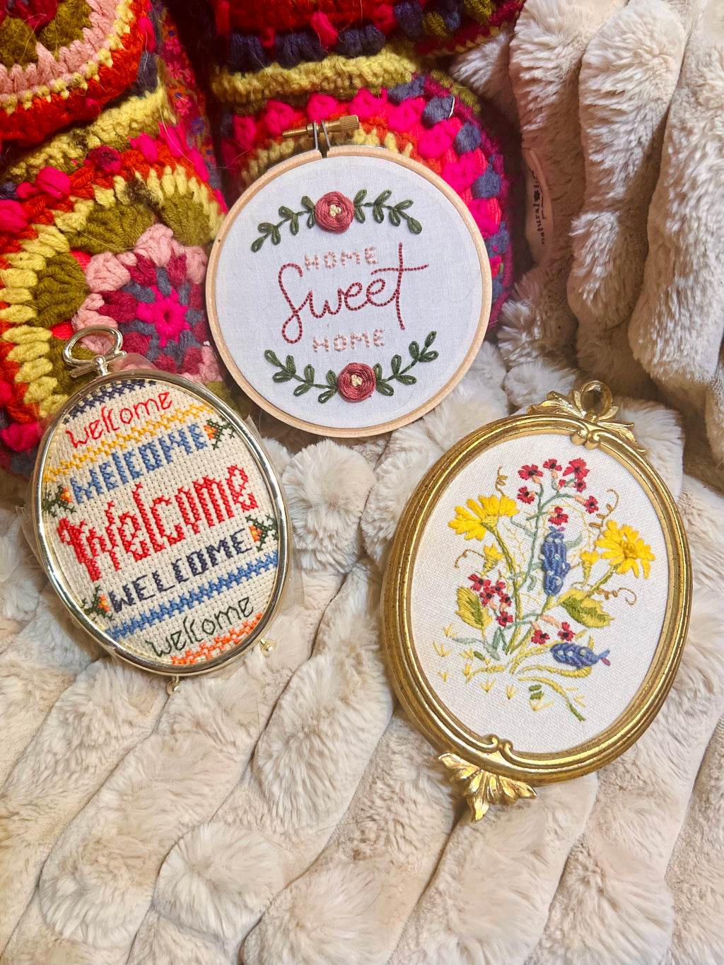 embroidered wall art set