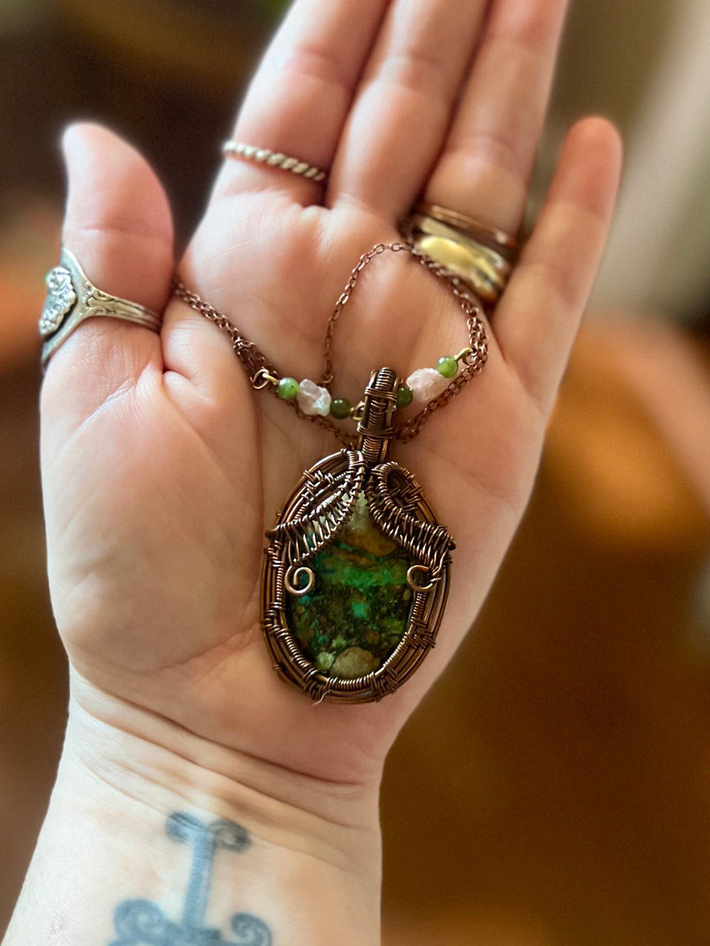 Wire Wrapped Chrysocolla Necklace
