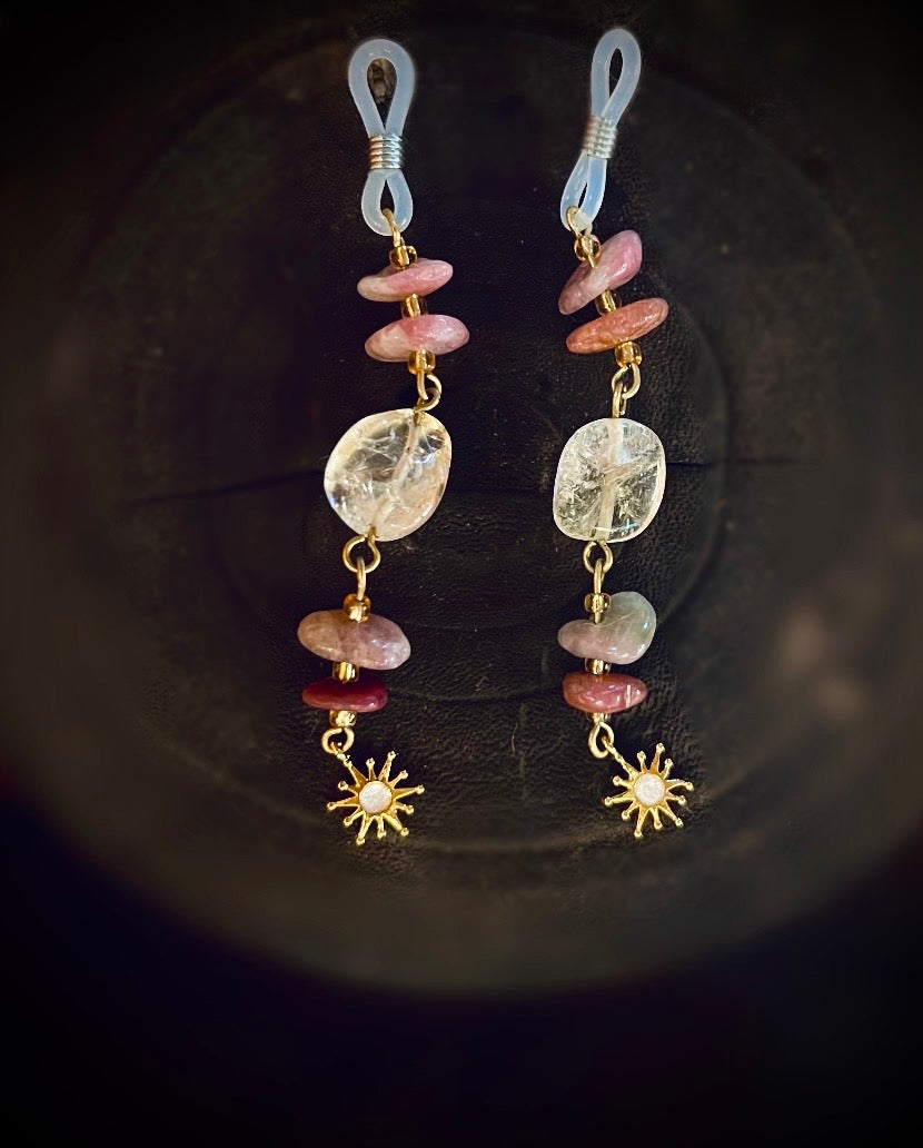 Amethyst & Quartz Eyeglasses Charm