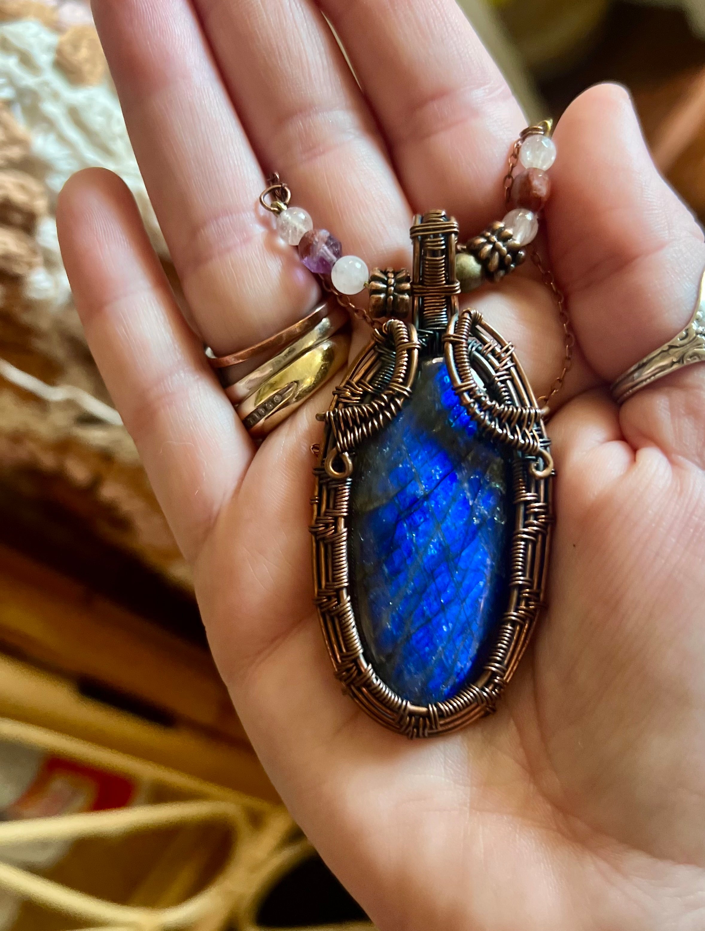 Wire Wrapped Labradorite Necklace