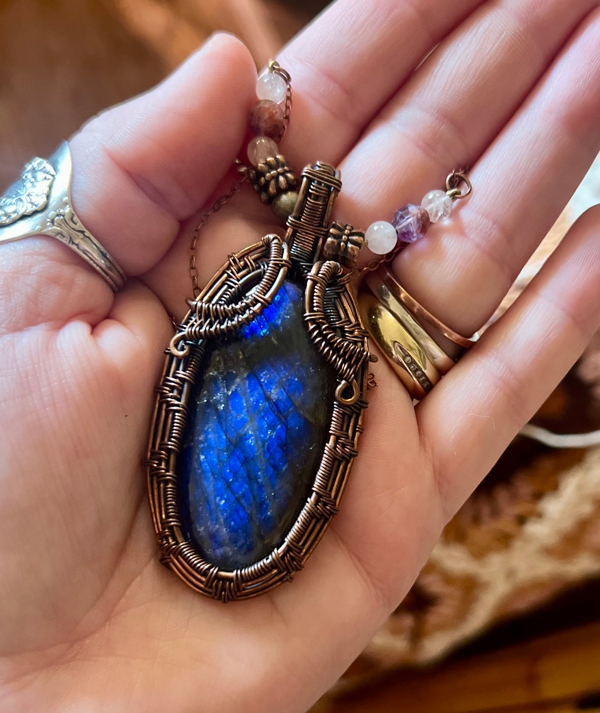 Wire Wrapped Labradorite Necklace