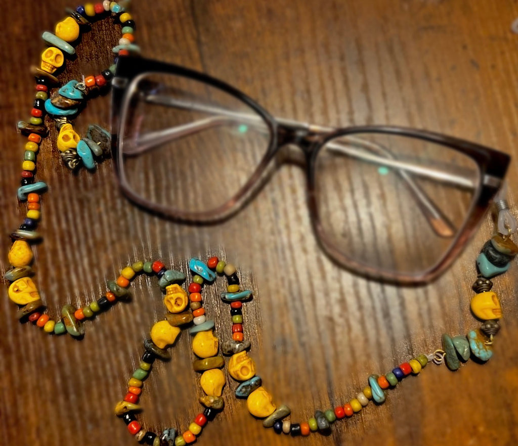 Turquoise and Skulls Glasses chain