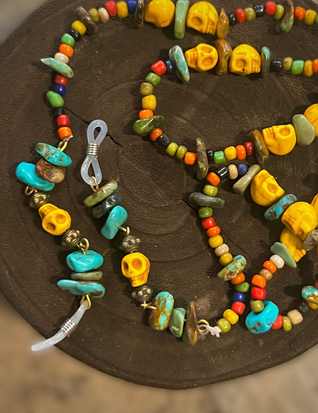 Turquoise and Skulls Glasses chain