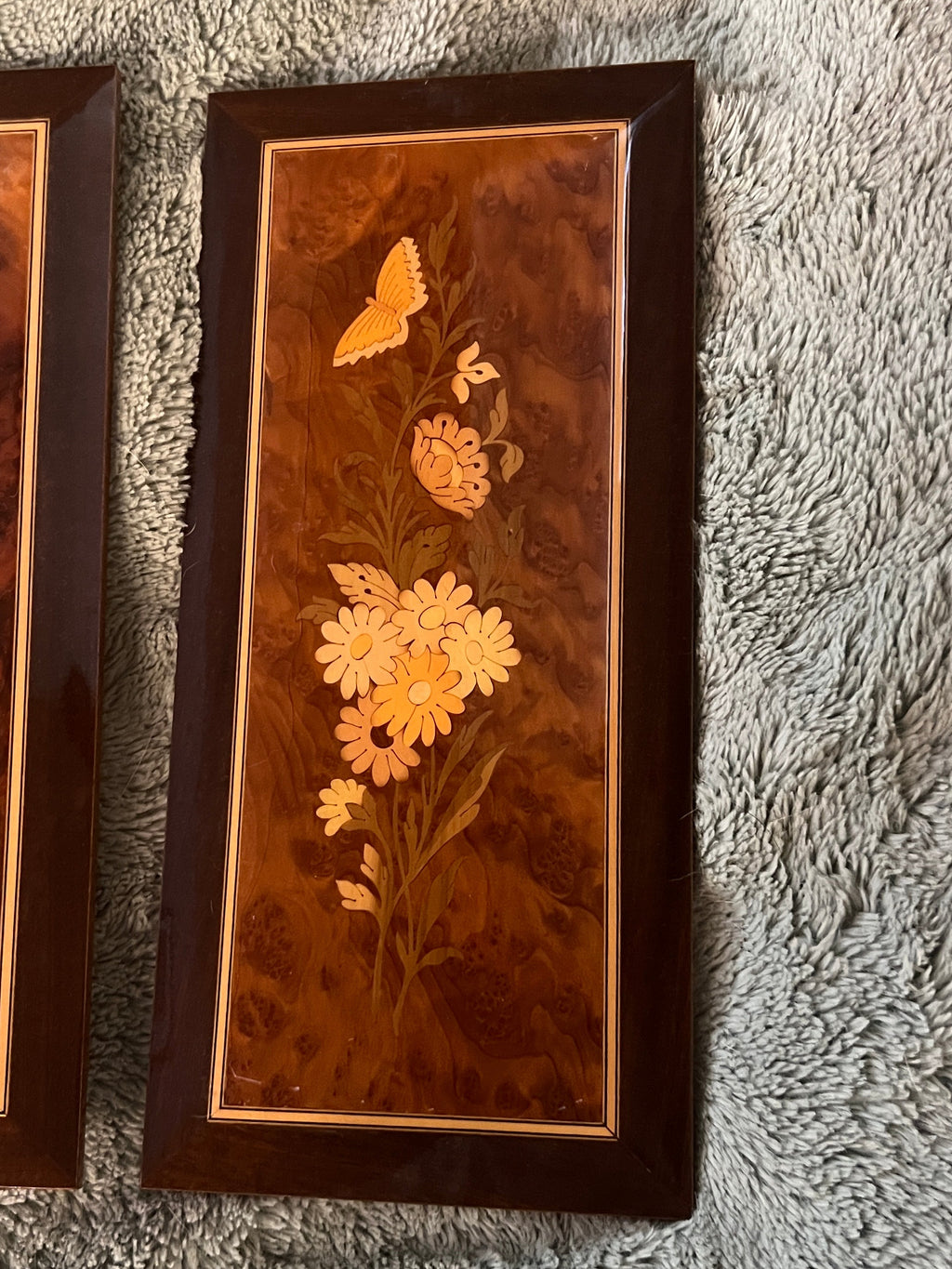 Vintage Italian Marquetry Inlay Wooden Art Set
