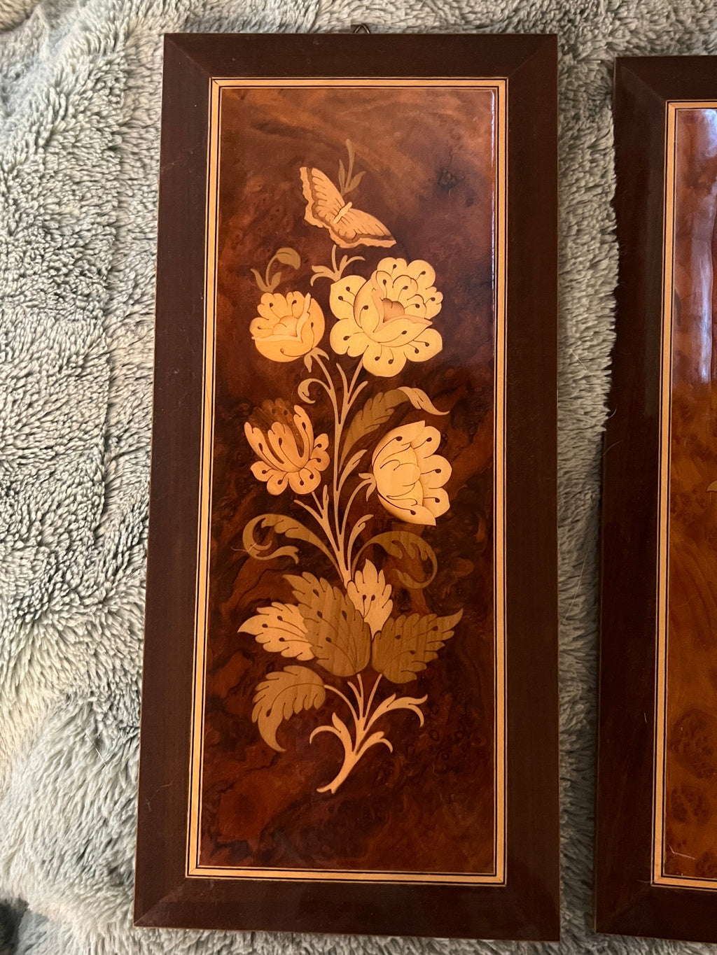 Vintage Italian Marquetry Inlay Wooden Art Set
