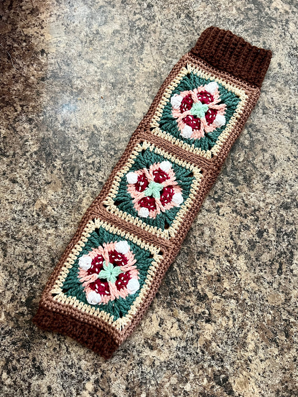 Granny square crochet leg warmers